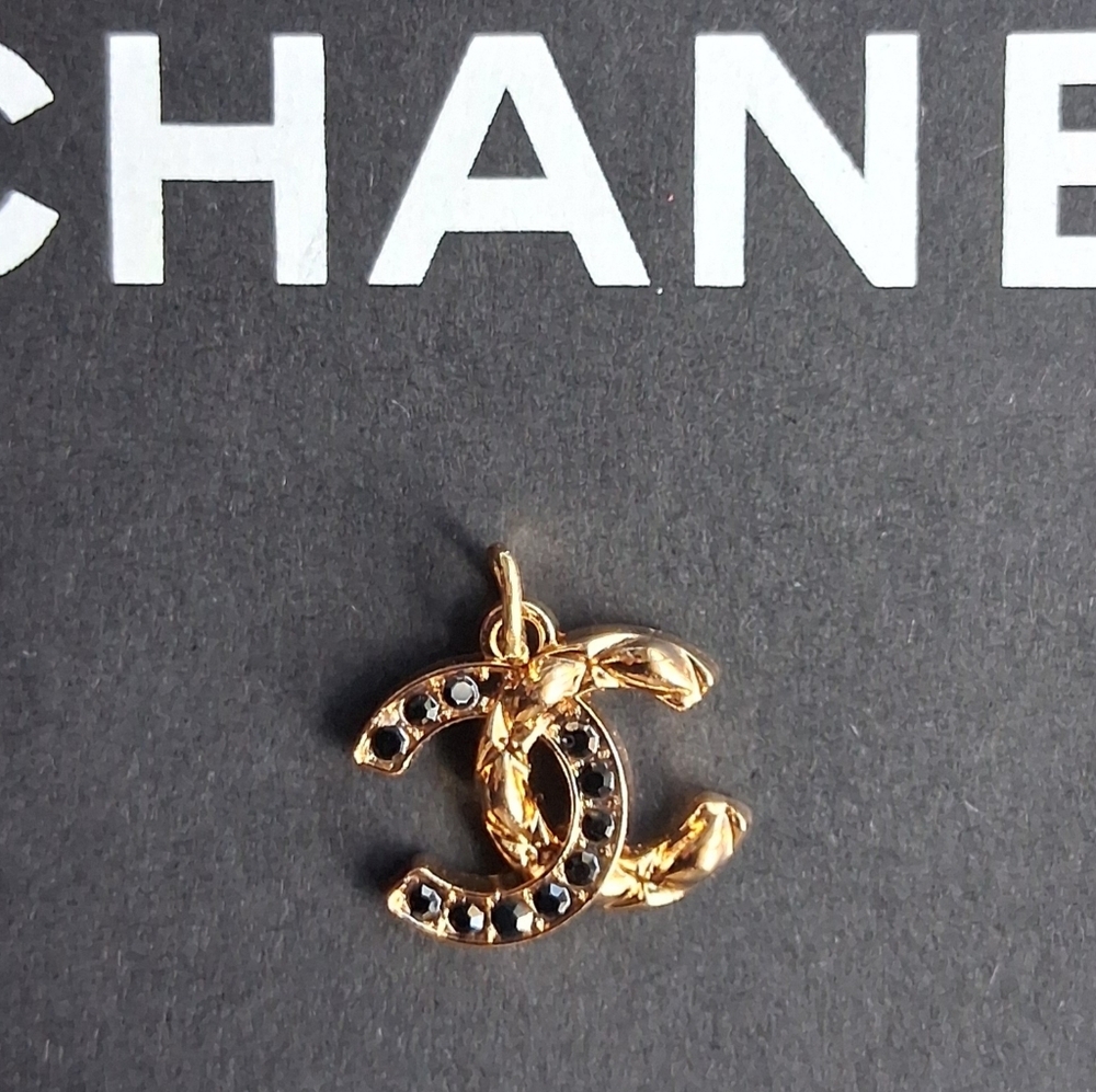 Logo Charm- Gold w Black Crystal